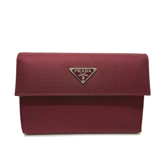 PRADA Triangle logo Compact wallet Trifold wallet wine-red - Picture 1 of 10